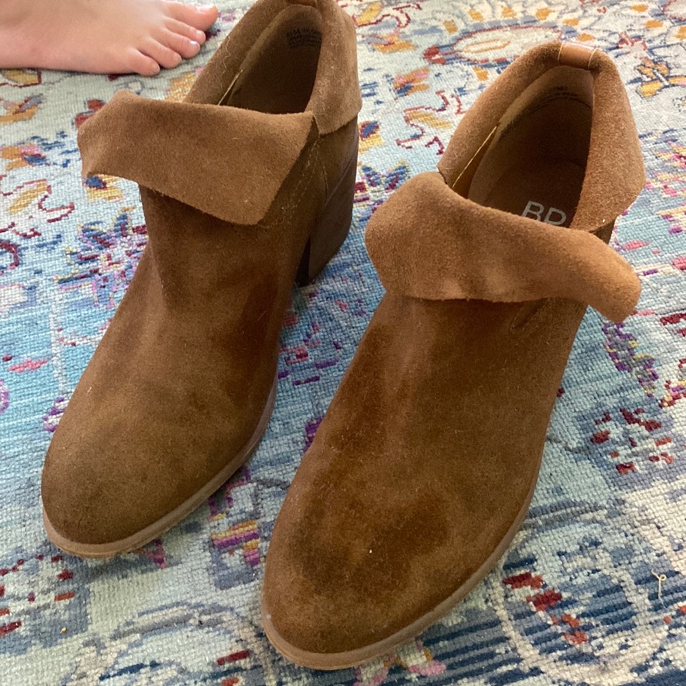 Classic tan booties with a twist.